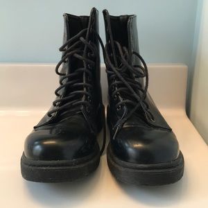 Black platform combat boots